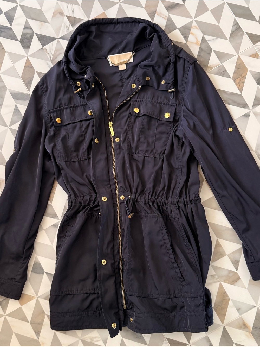 Micheal Kors Navy Blue Utility Anorak Jacket, Size M